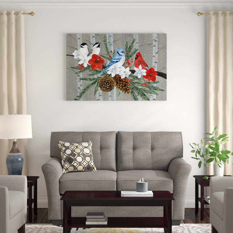 Birch Birds Collection A by Grace Popp - Graphic Art Print, 81cm H x 122cm W, Black Floater Frame