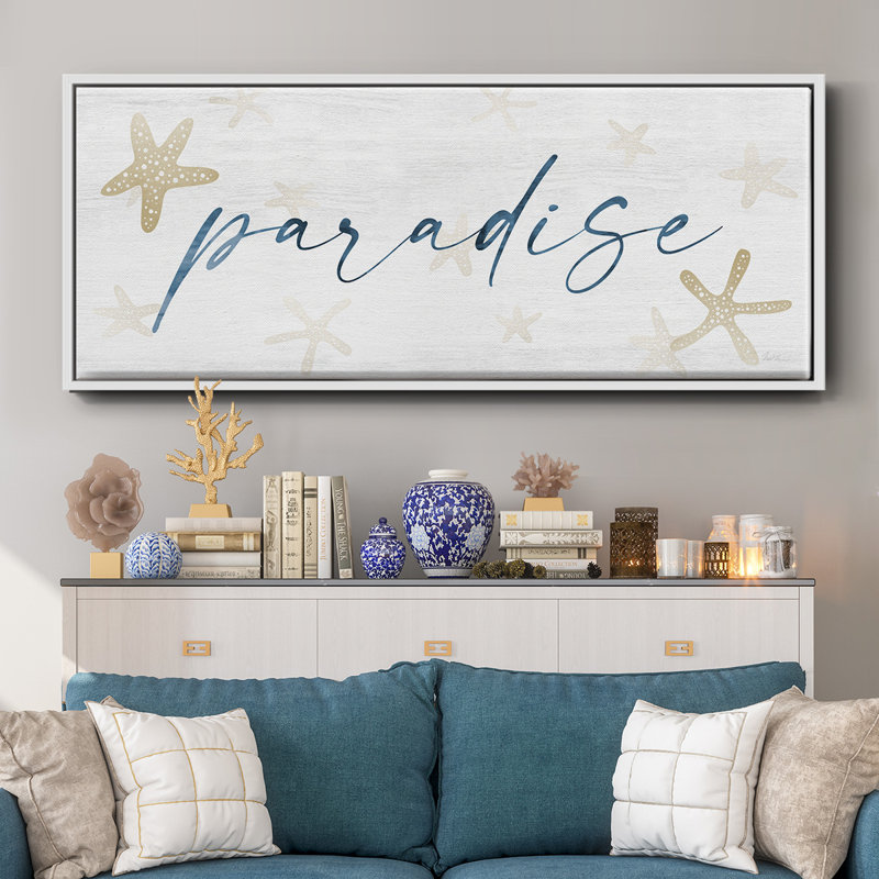 Paradis encadré sur toile, H 20 po x l 50 po x P 1,5 po, Blanc