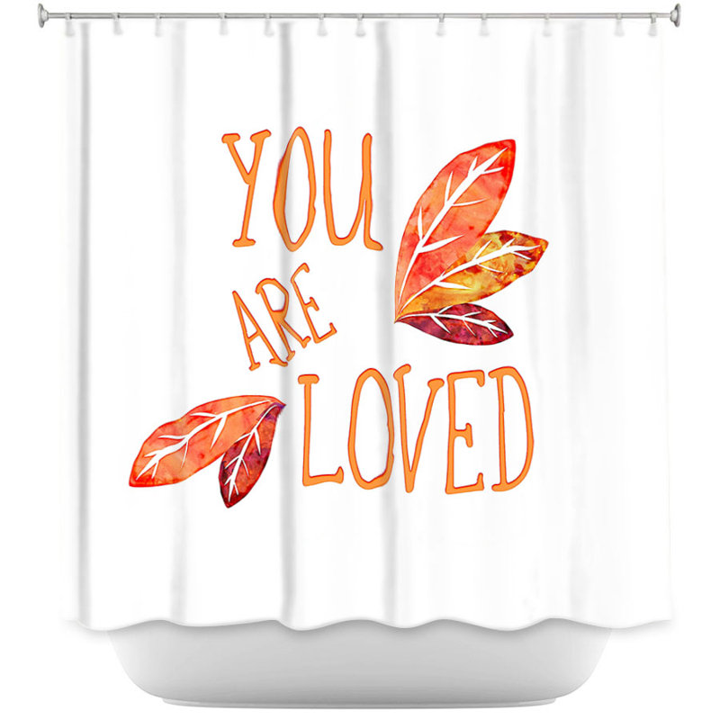 Rideau de douche simple you you you naranja leaves, Orange / blanc