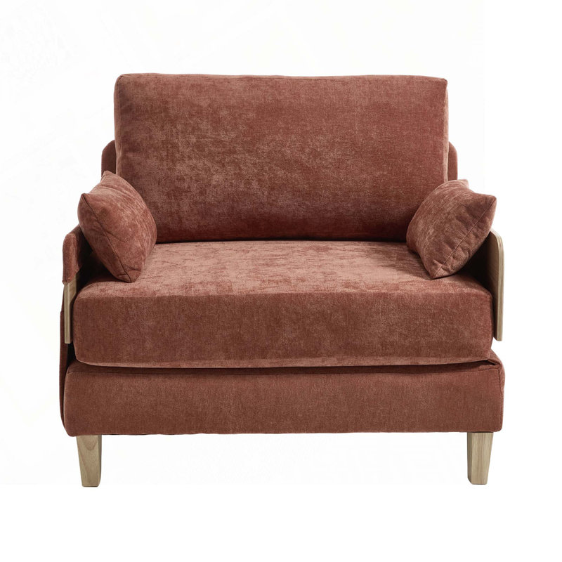 Chenille Upholstered Convertible Chair, Orange