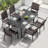 Outdoor 7-piece Metal Wicker Dining Set With 1.77'' Umbrella Hole, Black