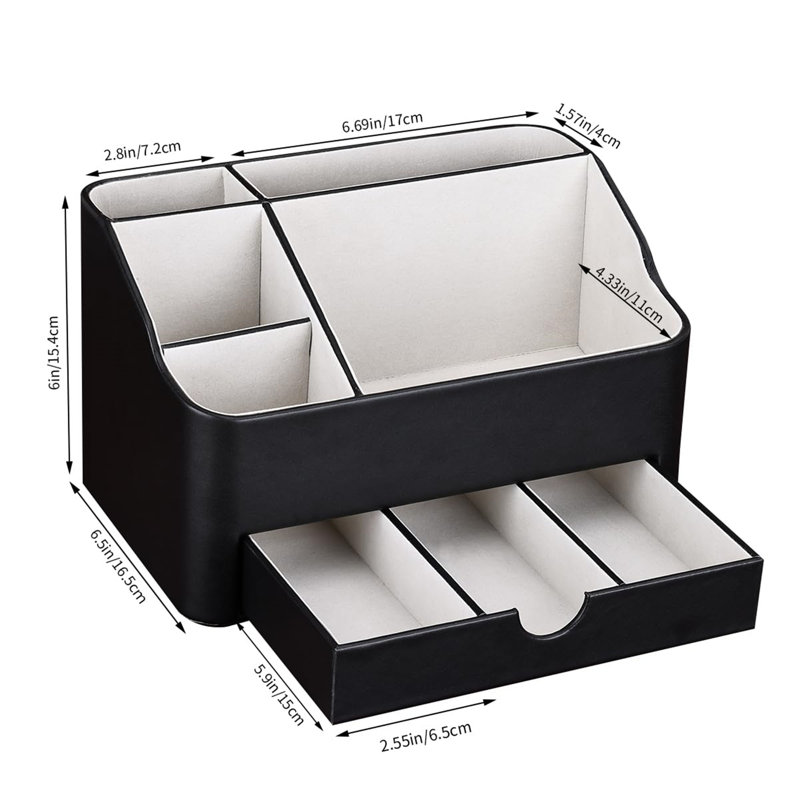 Camirah Leather / Faux Leather Desk Organiser, Black