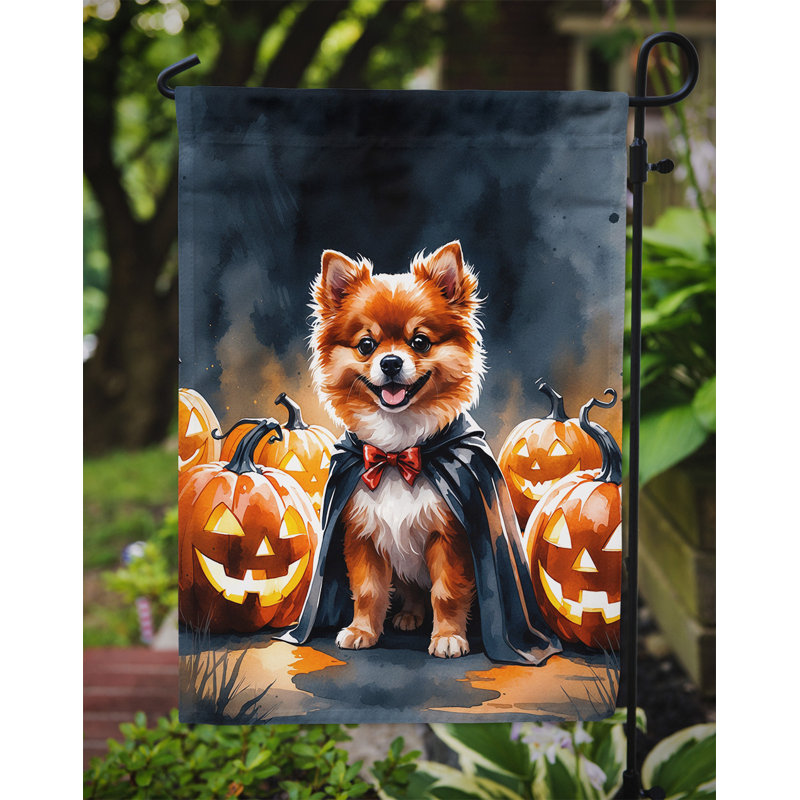 Drapeau de jardin chiot Halloween, Poméranien