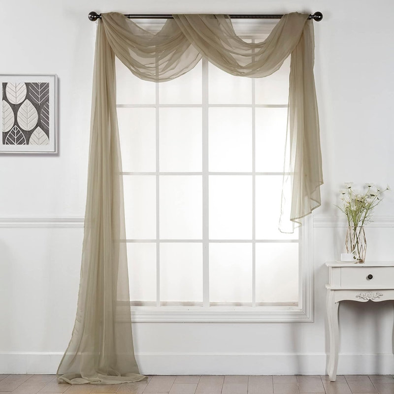 Giannoula Sheer Window Scarf Single Panel, 54" W X 216" L, Brick