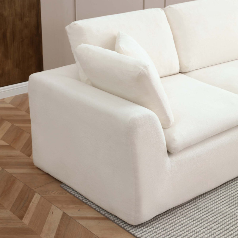 Canapé d'angle infonuagique pour salon, canapé d'angle en L sans structure avec pouf, canapé d'angle modulaire 3 places