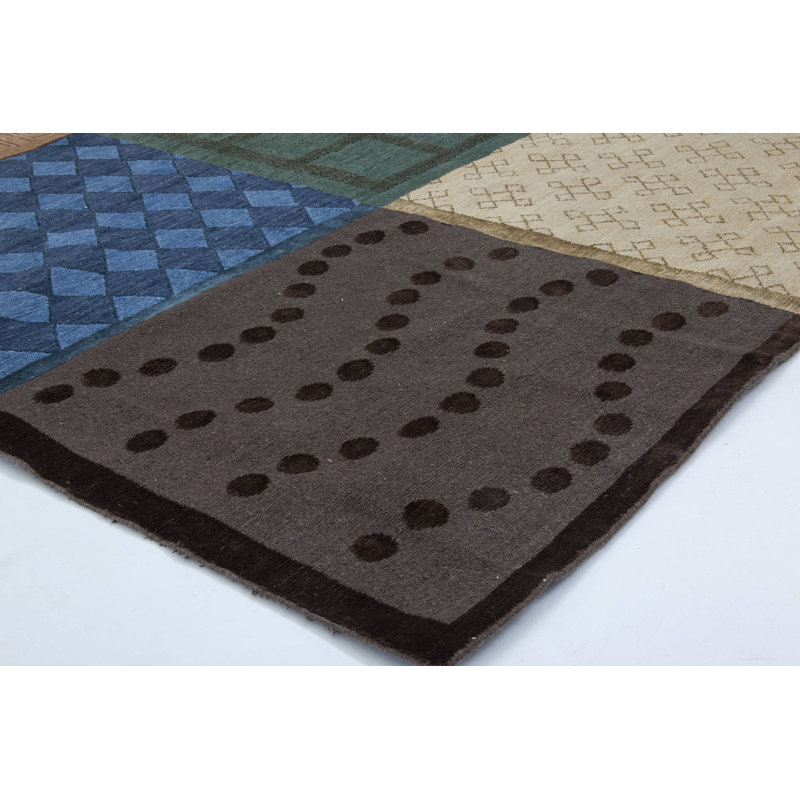 Modern One-of-a-Kind Rectangle 4'3" x 5'8" Hand Knotted Area Rug