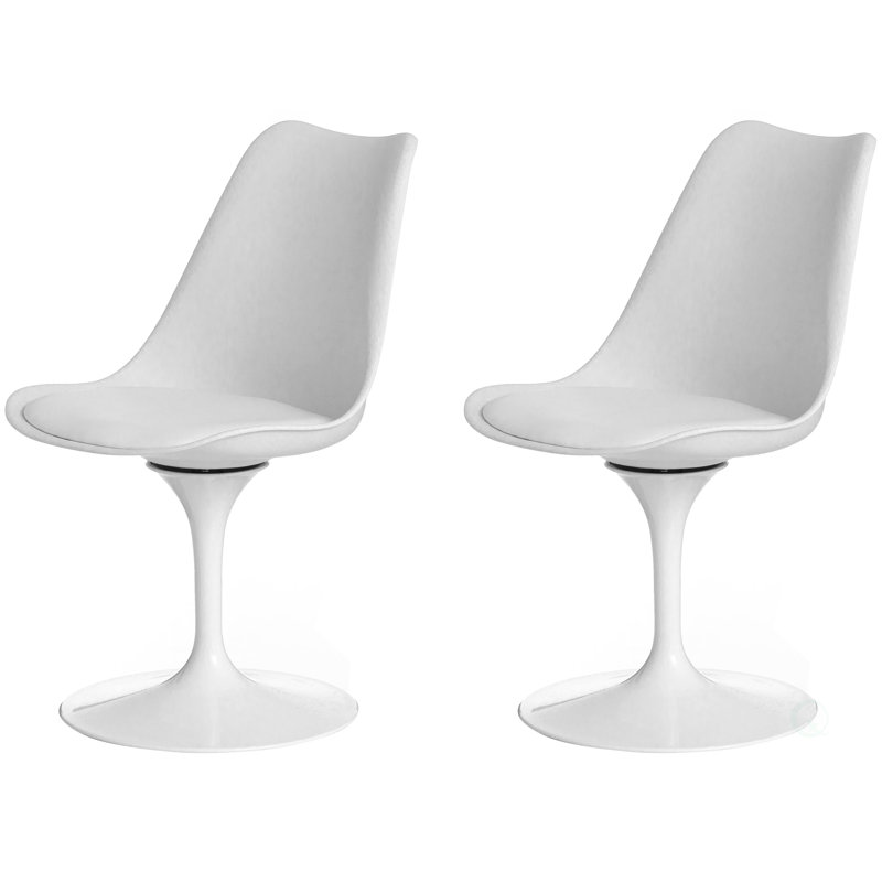 Ensemble de 2 chaises d'appoint style blanche avec siège rembourré blanc Carror Mid-Century Modern