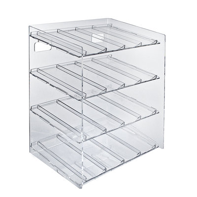 Présentoir à quatre niveaux à 16 compartiments, 4 composants par niveau. Dimensions: l 12 po x P 8,5 po x H 14,5 po