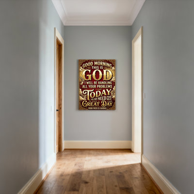 Salut mon Dieu, je vais m'occuper de tous tes problèmes aujourd'hui. Toile murale décorative avec citation religieuse inspirante, idéale pour la maison, le bureau, la chambre ou le salon.