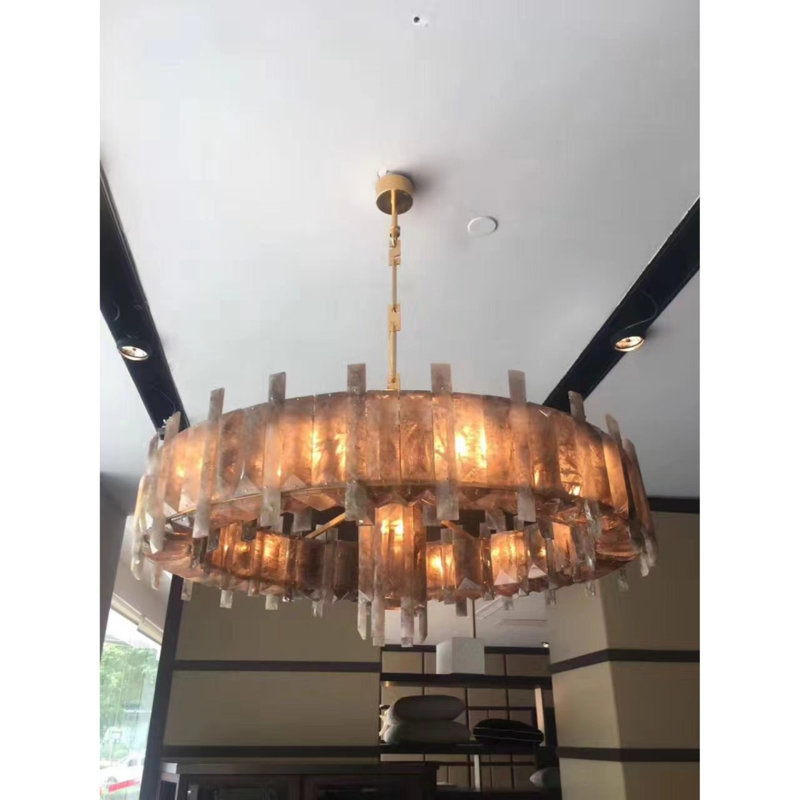 Light Lustre Saturne Round Crown Chandelier, Amethyst, Brushed Nickel, 14” Diameter x 14” Height