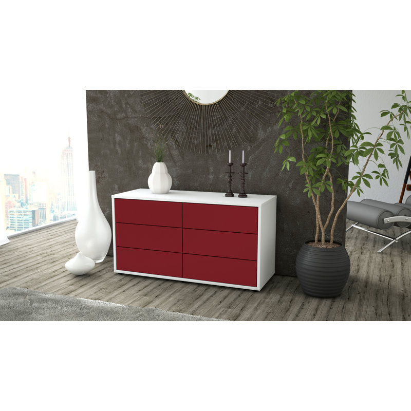Cossette TV Stand, Red / Matte White