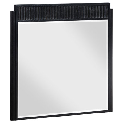 Jack Dresser Mirror, Black Wood, Molded Frame Design, 36 Inch