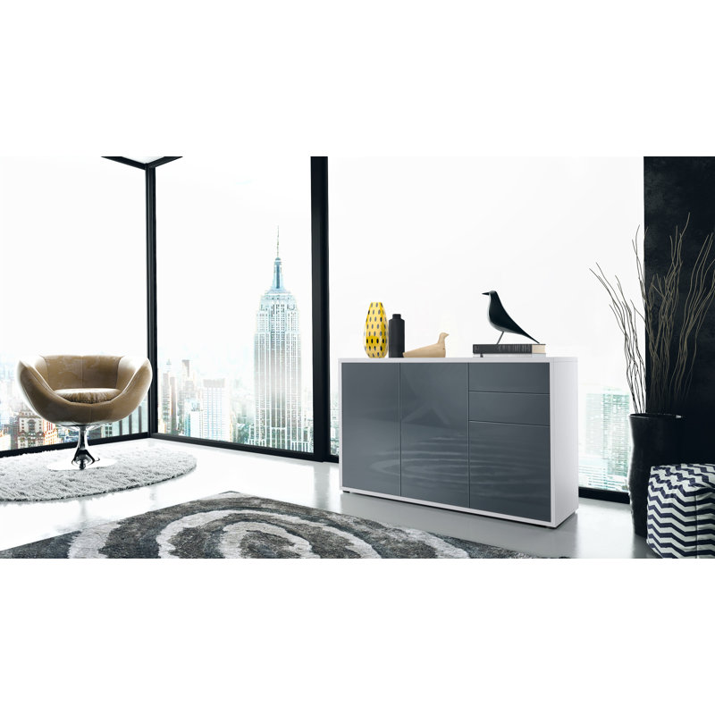 Mcdevitt 117cm Sideboard, White (Matt)/Grey (Glossy)