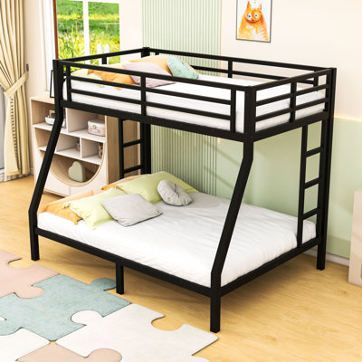 Metal Bunk Bed With Ladder And Guardrails