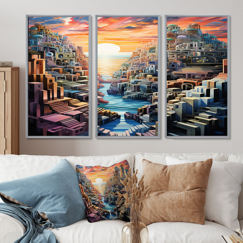 Ensemble de décoration murale Hakon, Encadrement argenté, H 32 po x l 48 po x P 1 po