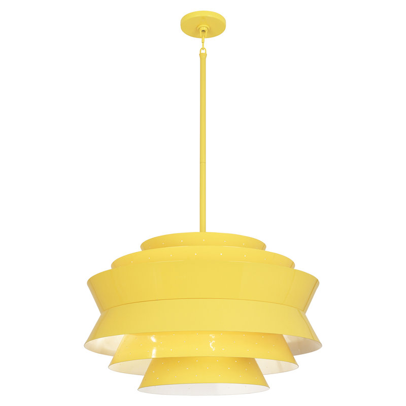 Lustre géométrique à 3 lumières Pierce, Jaune canari brillant, Jaune canari