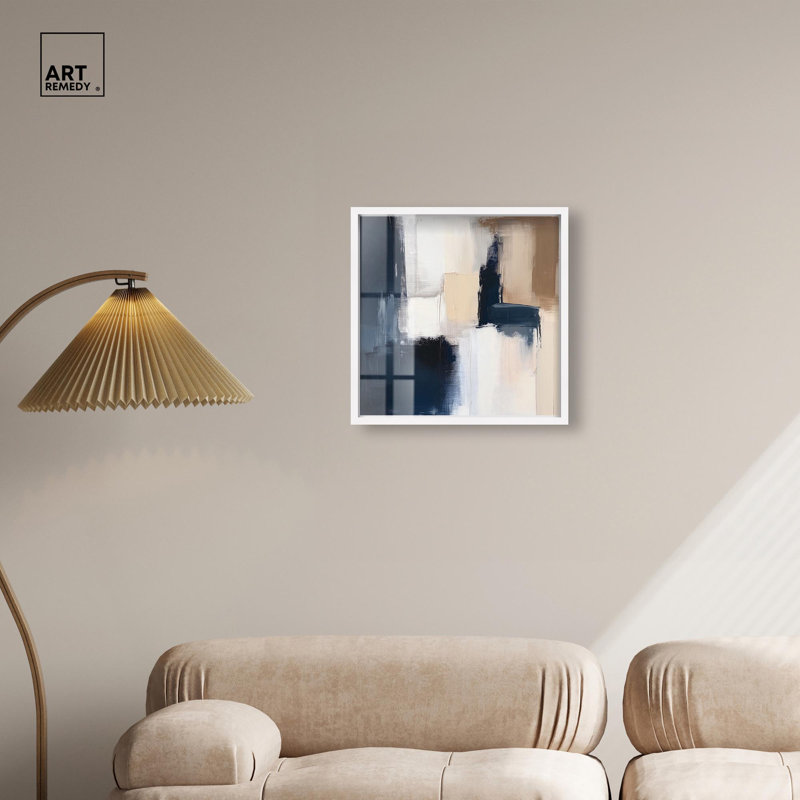 «Blue Mood Profondeur I», art mural bleu par Art Remedy, H 21 po x l 21 po, Blanc