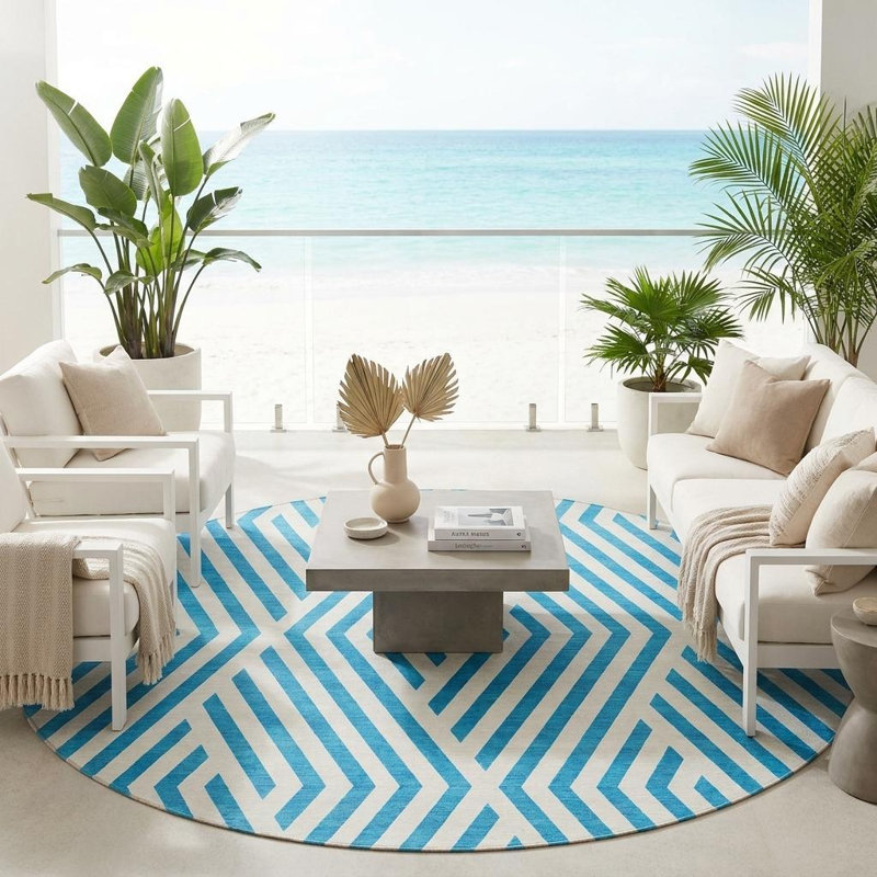 Tapis d'intérieur rond antidérapant 8 pi