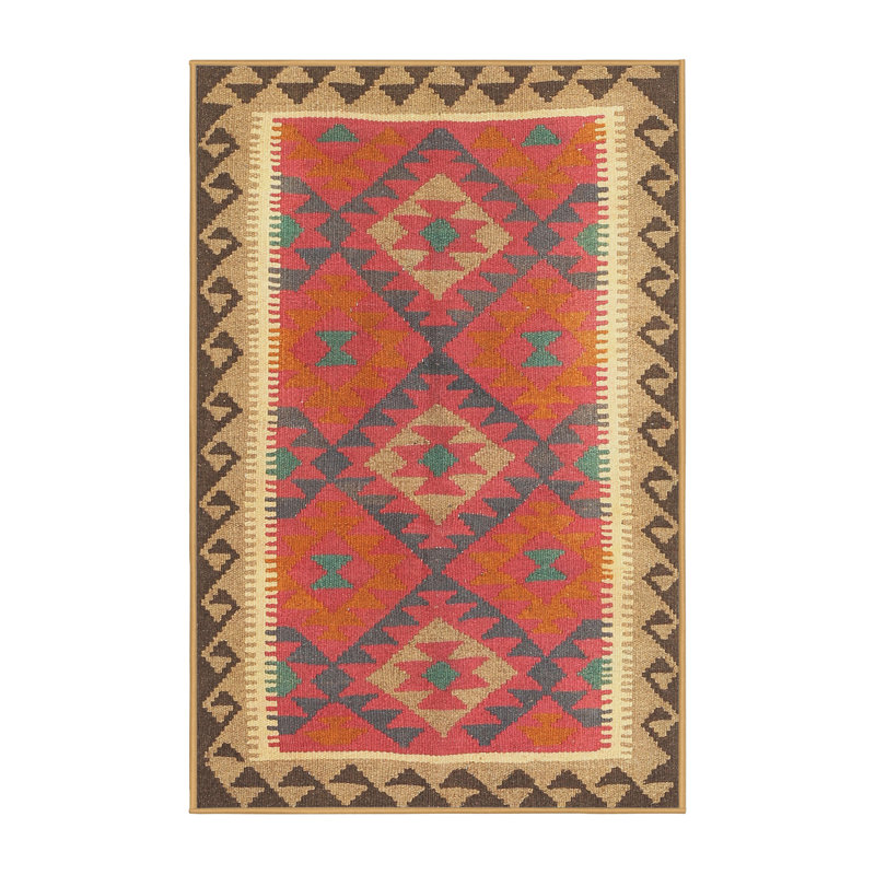 Tapis noir/orange/beige contemporain Folwell, Rectangle 2 pi x 3 pi