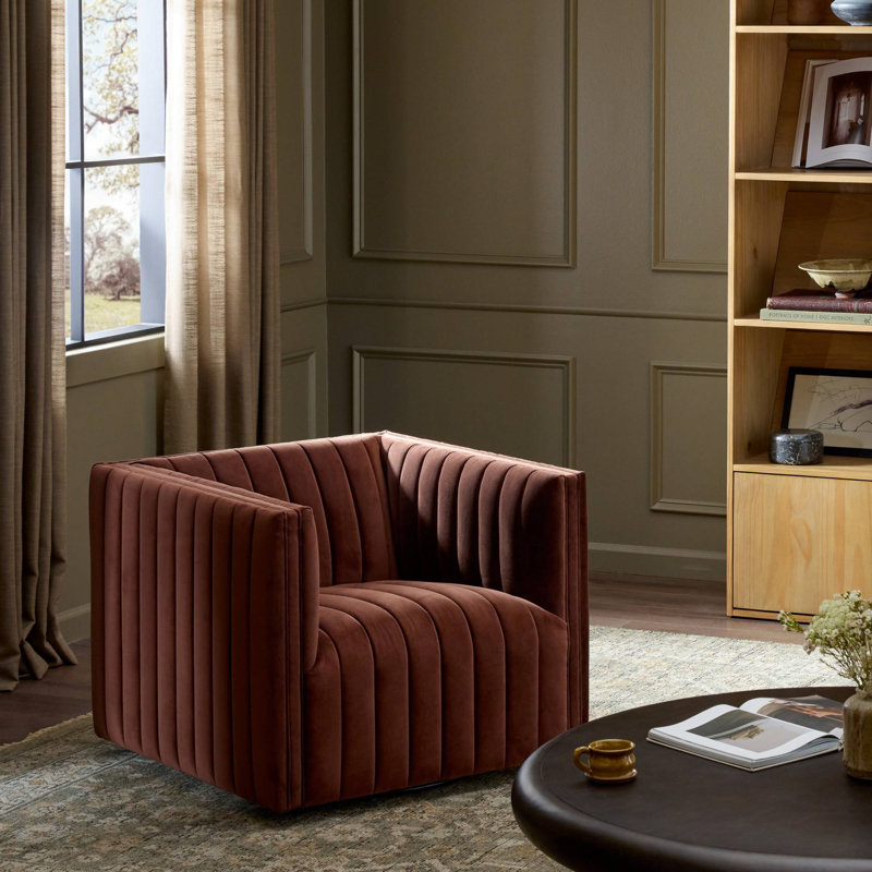 Augustine Swivel Armchair, Surrey Auburn Cotton Blend