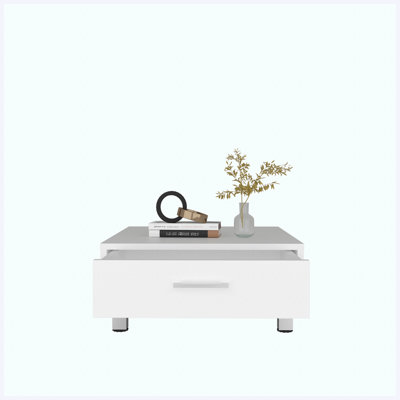 Modern Coffee Table with Storage Drawer | 4 Stable Legs, Practical Living Room Organization