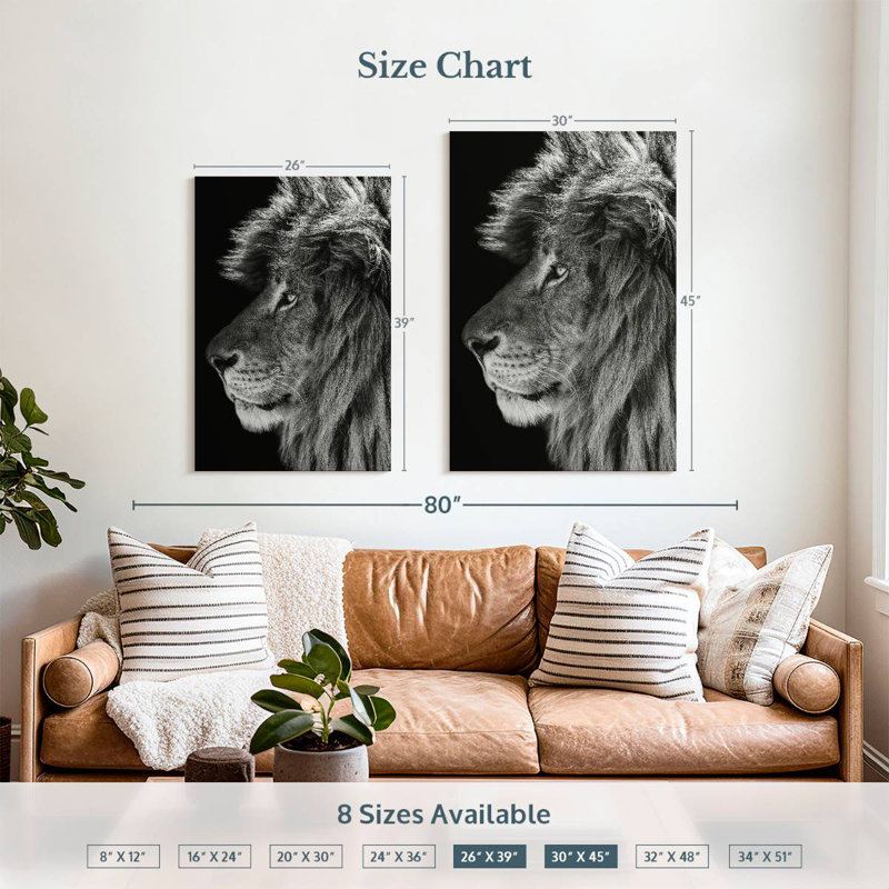 Brampt Lion Side Profile, 45" H x 30" W