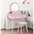 Pink Bedroom Vanity With Mirror, Stool & Organized Drawers Striking Dresser And Mirror --1832145773