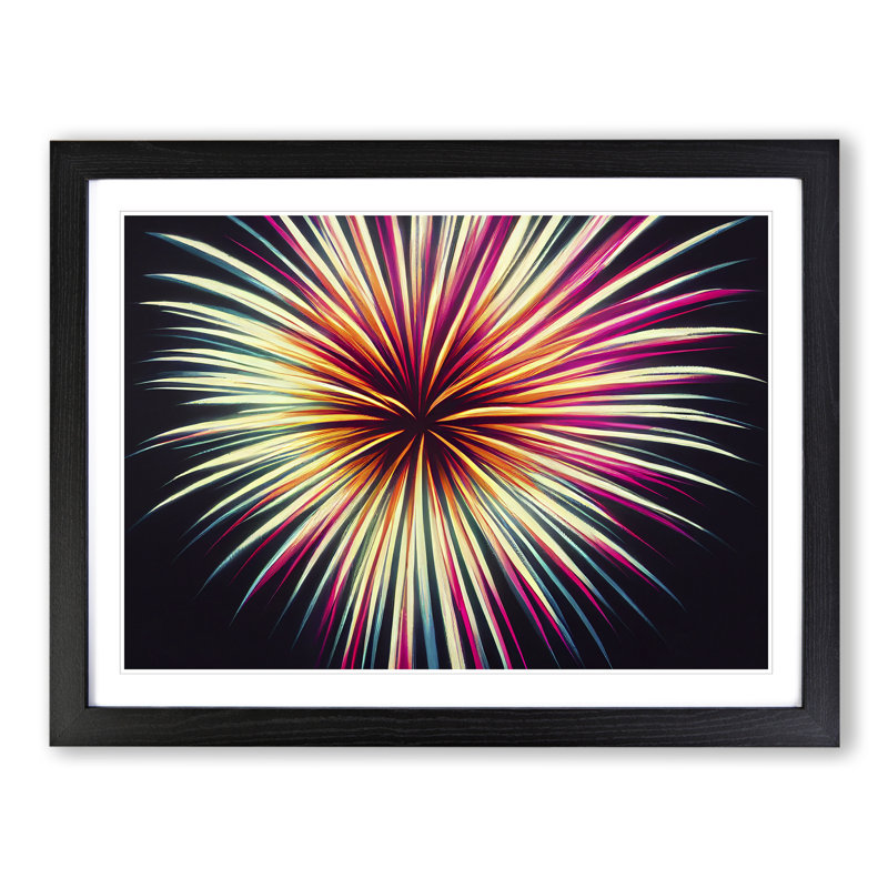 XH1022-2785X Dramatic Fireworks - Single Picture Frame Print, Black Framed, 25cm H x 34cm W x 2cm D