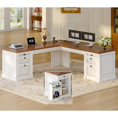 Bureau de direction en L à 4 tiroirs, bureau de direction 67 "x 67"