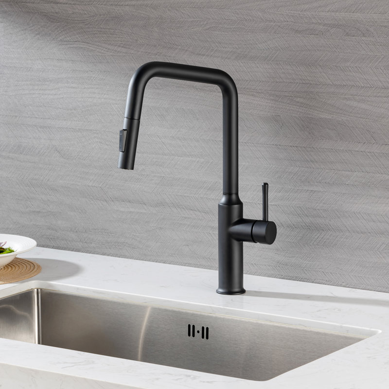 Robinet de cuisine rétractable Rainlex, Noir mat