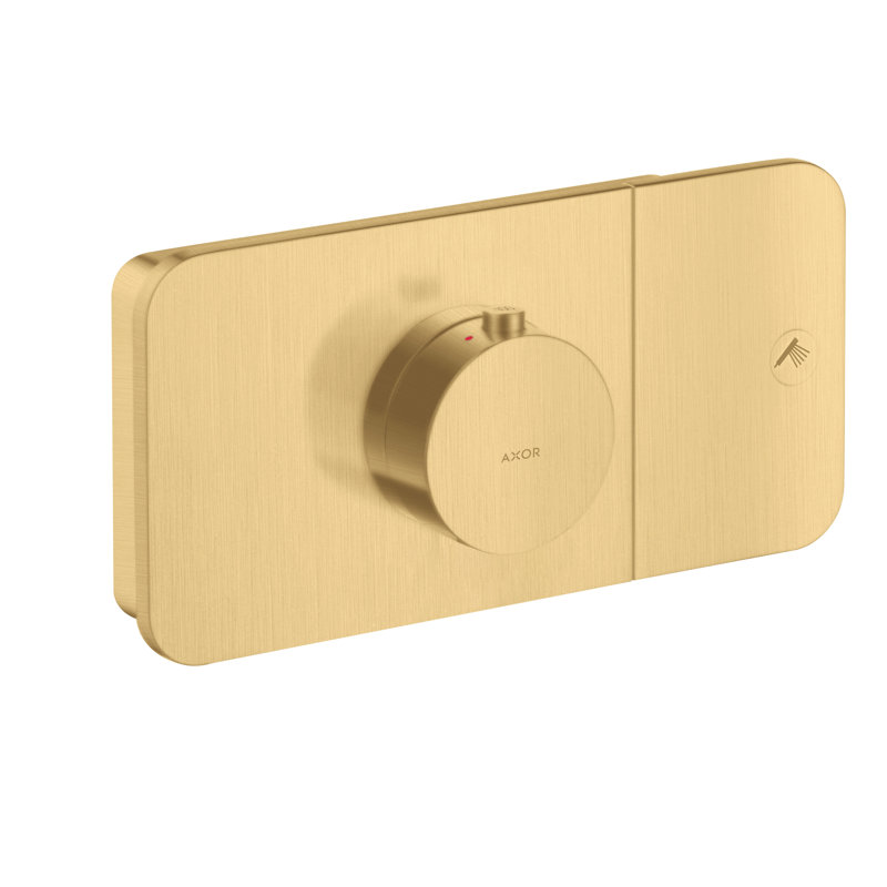 Modern 2-Handle 5" Wide Thermostatic Shower Valve Trim, Brushed Gold