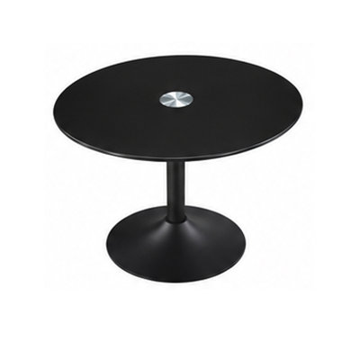 Table de bout latérale Oson, plateau rond en verre, base en métal tulipe, noir 24 po
