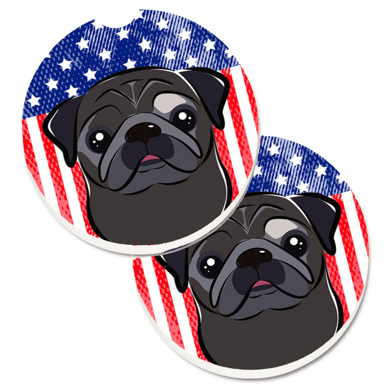 Sous-verre american flag, Pug noir
