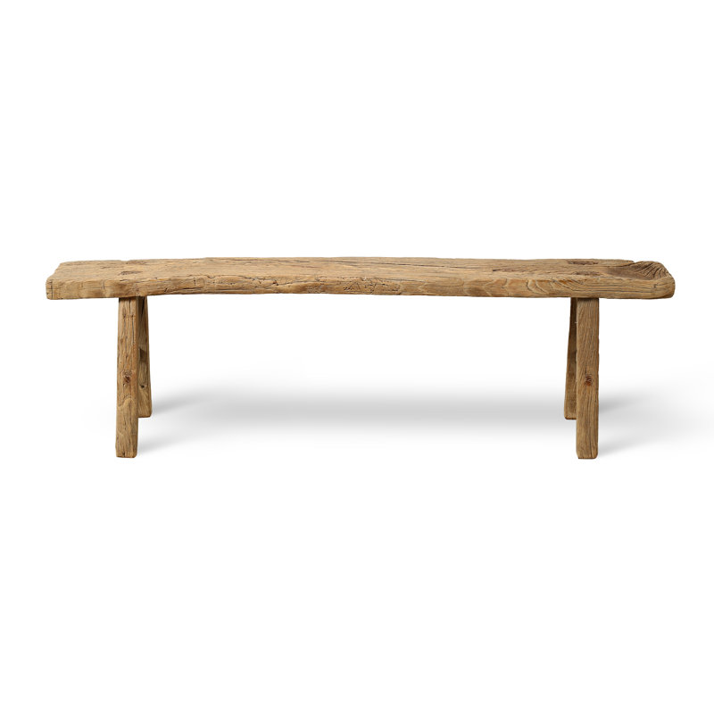 Lily's Living Vintage Noodle Bench, Weathered Natural Wood Finish , 20" H x 60" W x 5.5" D