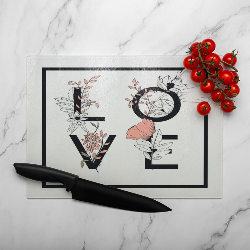 Love Glass Chopping Board, 28cm L x 20cm W