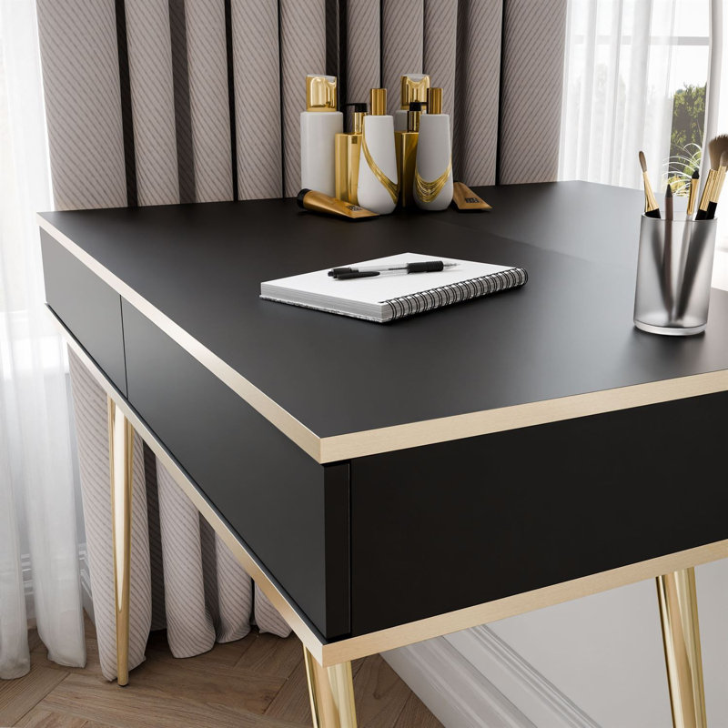 Dressing Table with Mirror, Black
