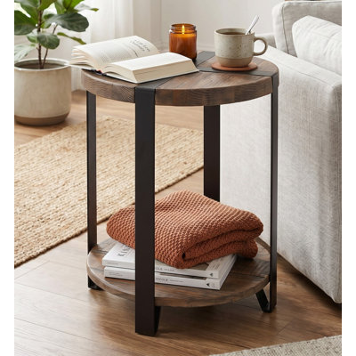 Modesto Round End Table with Shelf