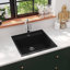 Kitchen Sink with Overflow Hole Granite Waste Multi Colours Multi Sizes-1496302308