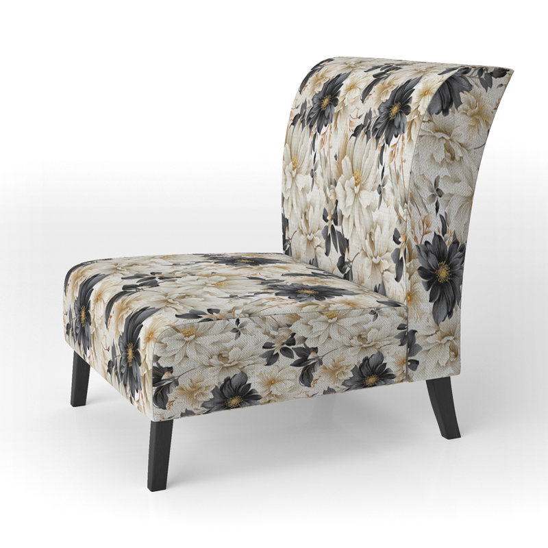 Rustic Victorian Brocade Victorian Motif - Chaise d'appoint de chalet rembourrée à motif floral