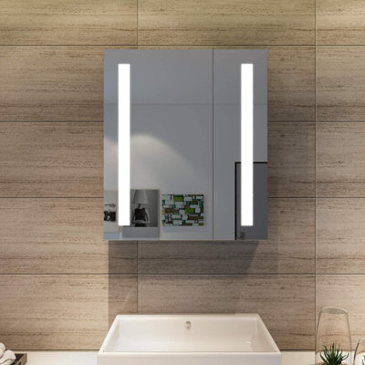 Thomaston 60mm W 70mm H Surface Frameless Medicine Cabinet Mirror 2 Fixed