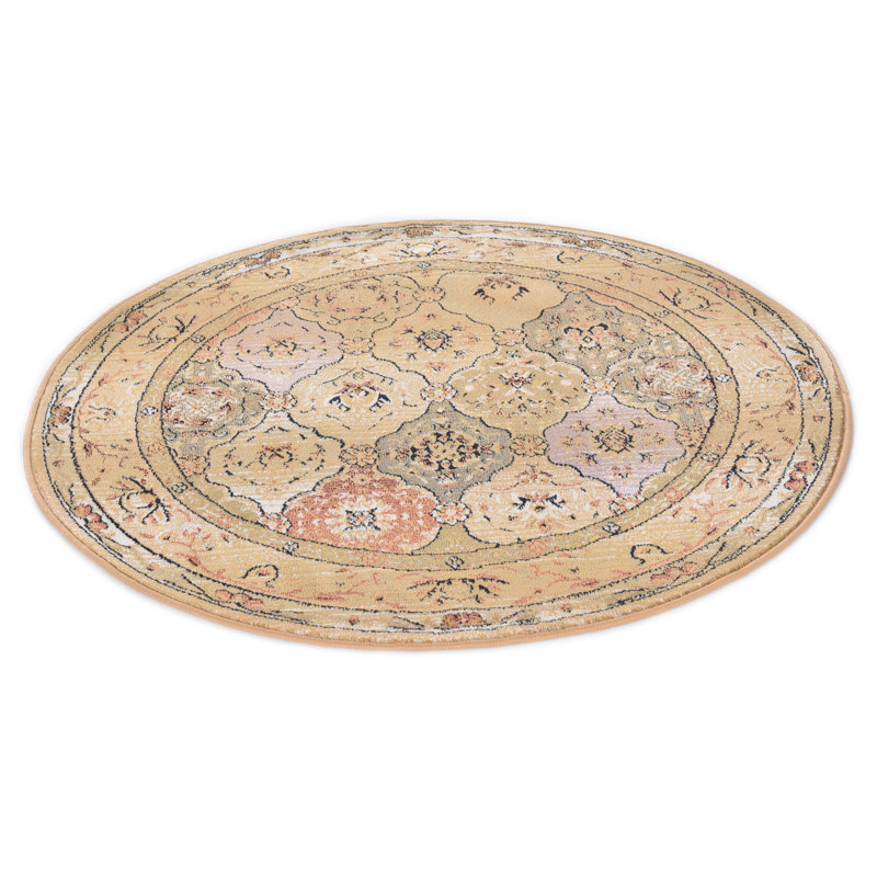 Gabiro Machine Woven Beige Indoor Rug, Round 200cm