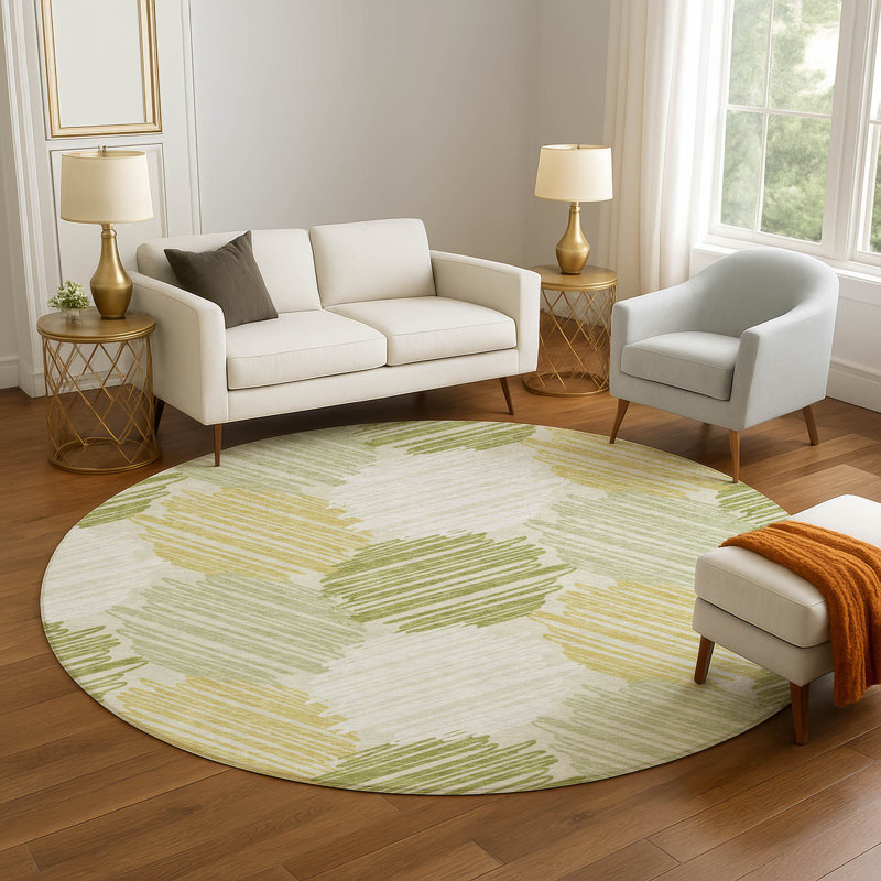 Premium Machine Washable Lonon AMF1942 Geometric Rug, Round 8'