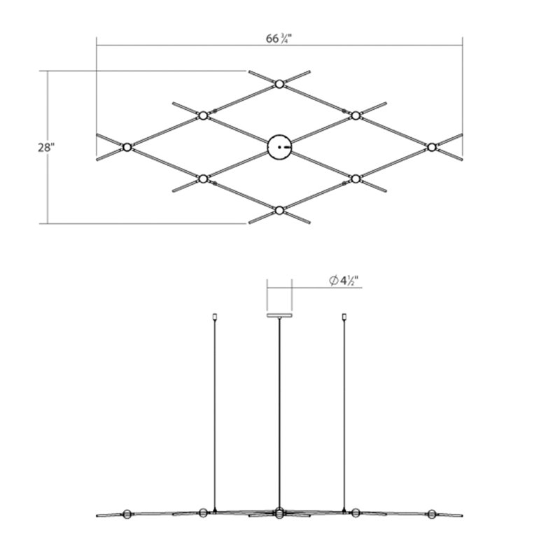 Lustre unique à 9 lumières DEL Constellation®, Transparent à facettes, 2700 K