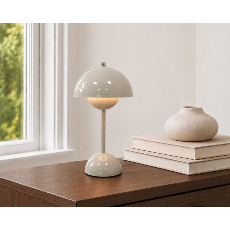 Lampe de table DEL sans fil rechargeable en forme de champignon avec commande tactile et éclairage à intensité variable
