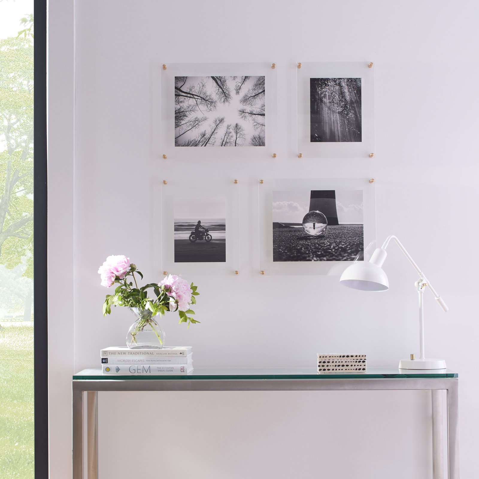 4 Piece Quattro Double Panel Float Picture Frame Set, Gold