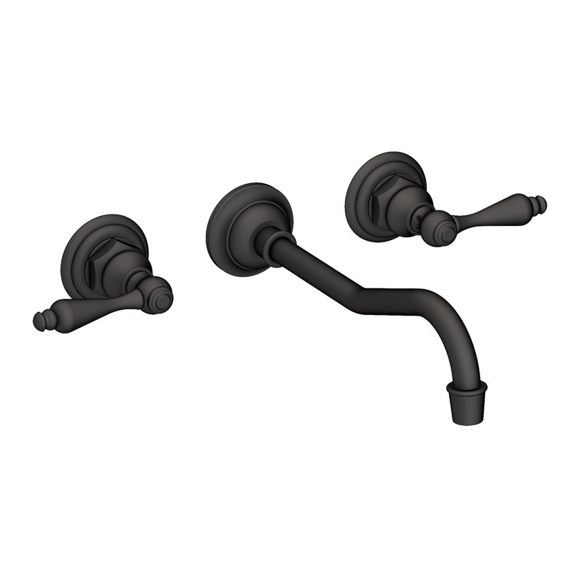 Chesterfield Wall Mount Bathroom Faucet, Flat Black