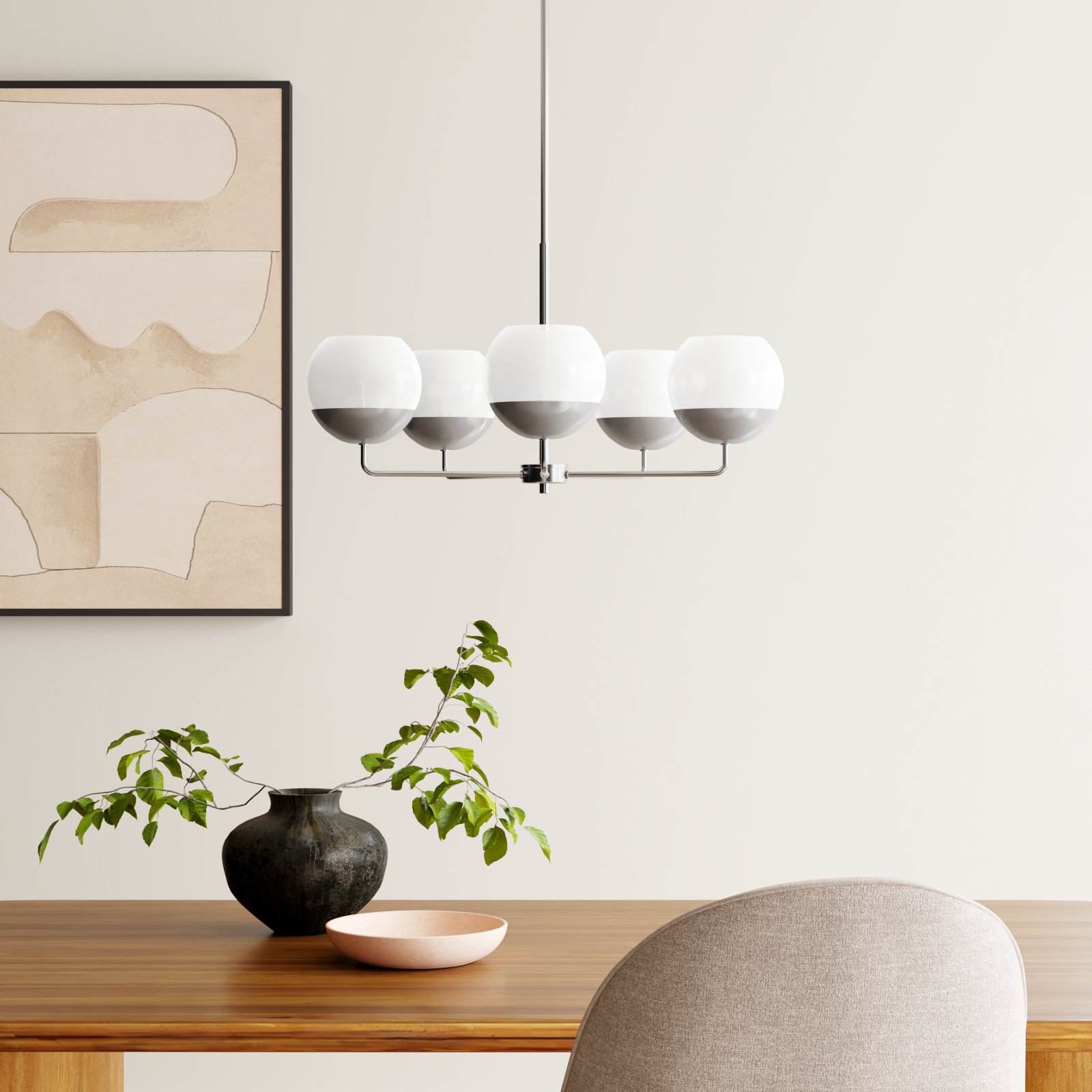 Avoca 5 - Light Dimmable Chandelier, Brushed Nickel