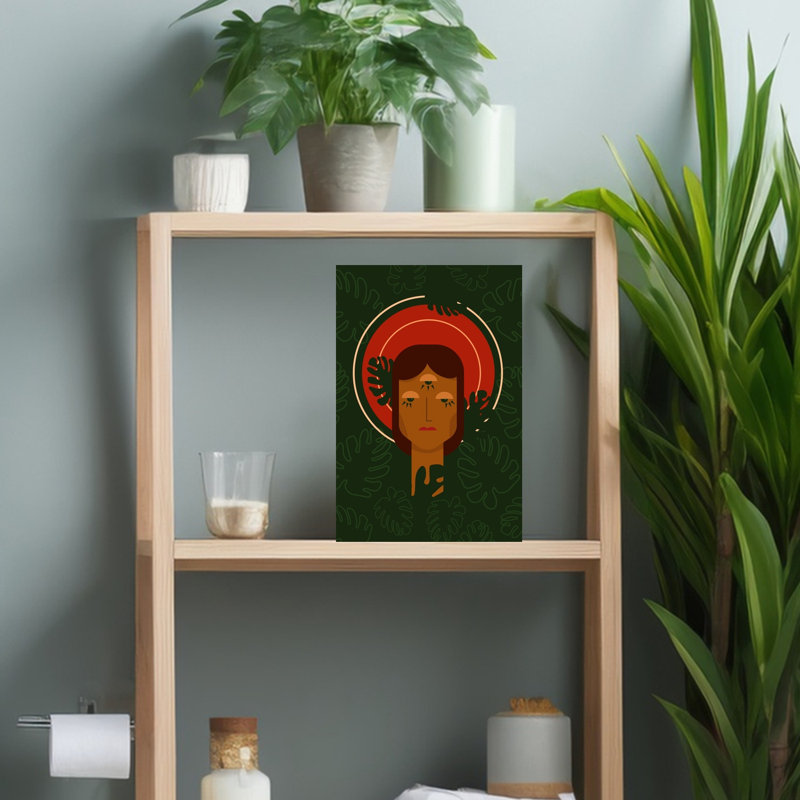 Contemporary Art Modern Retro Abstract Plant Portrait Wall Art by Christina Misuro - Wrapped Canvas Print