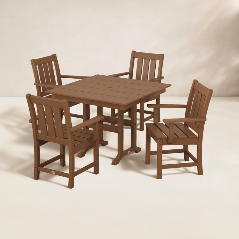 Oxford 5-Piece Farmhouse Dining Set, Teak