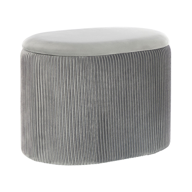 Okehampt 55cm Wide Velvet Oval Pouf Ottoman with Storage, Grey